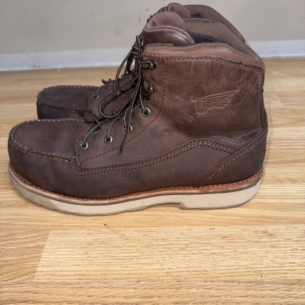 Red Wing Men's 11D Work Boots 2449 Traction Tred Lite Composite Moc Toe Leather
